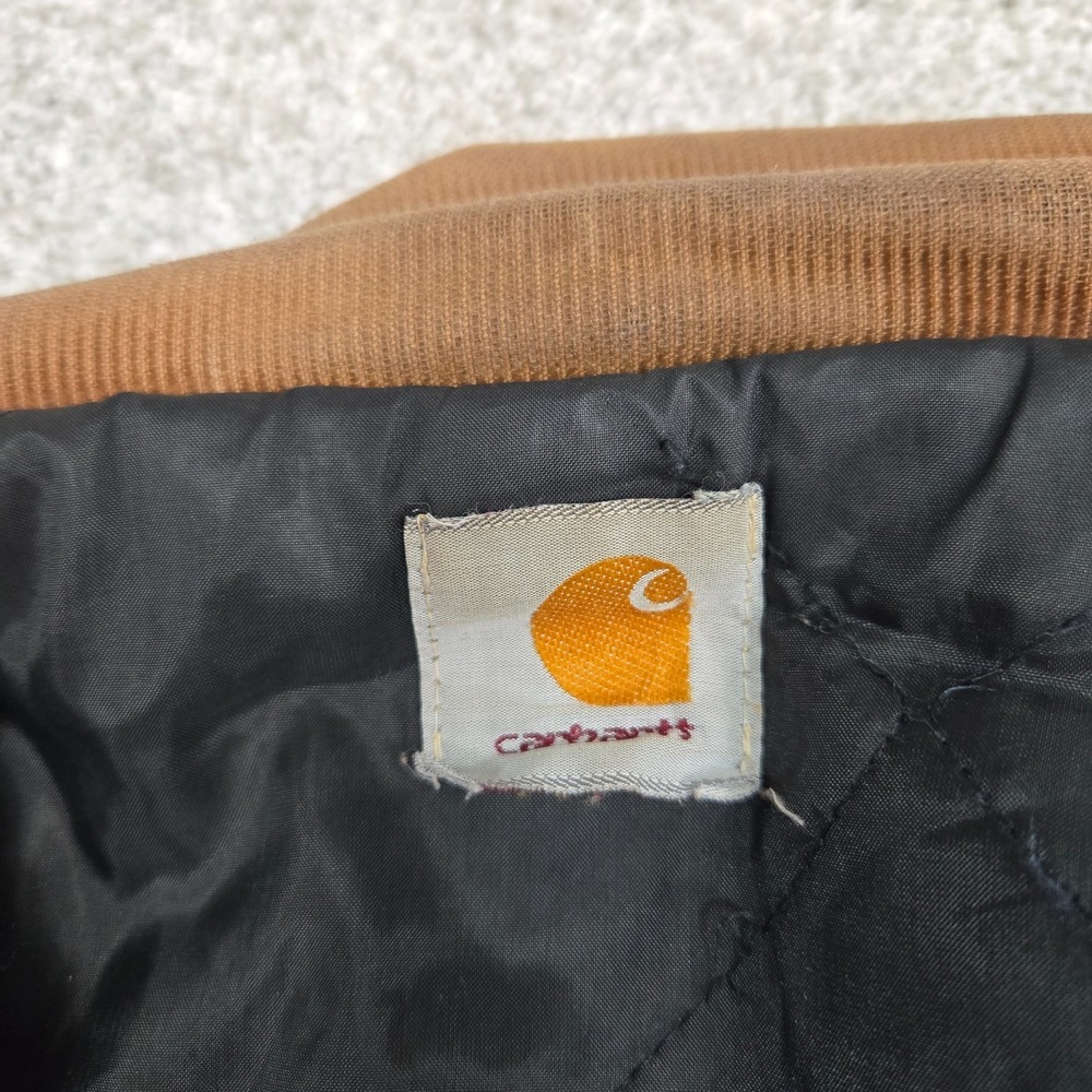 Vintage Carhartt Corduroy Collar Duck canvas Quilt Lined coat distressed men 2XL - Picture 3 of 8